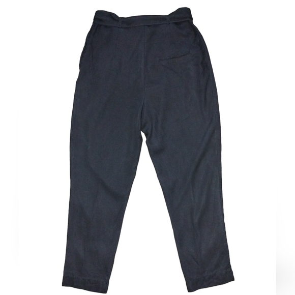 H&M Conscious Women's Black High-Rise Belted Linen Crop Pants - Picture 7 of 9